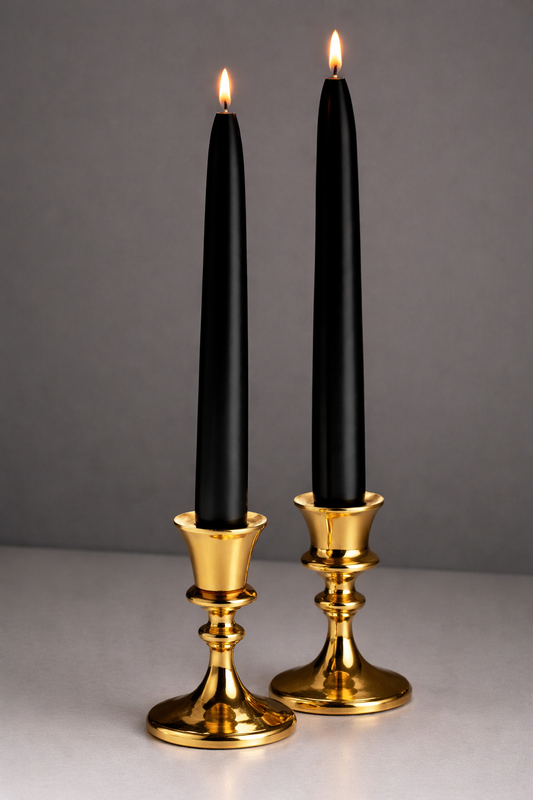 Ritüel Siyah Mum – 2’li Şamdan Mum Seti | Niyet & Enerji Serisi (%100 Soya Wax)