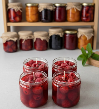 Ahududu Reçel Mum – Cam Kavanozda Dekoratif Tatlı Mum